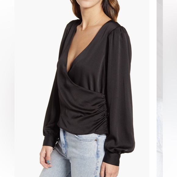 All in Favor Tops - All in Favor Long Sleeve Faux Wrap V-
Neck Top